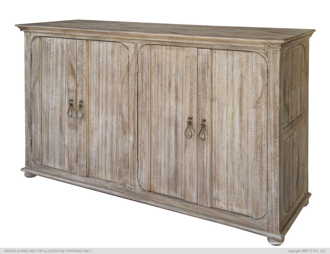 4 Doors Console, Two fixed shelves, Drift Sand finish