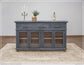 3 Drawer, 4 Doors, Blue Finish, Console