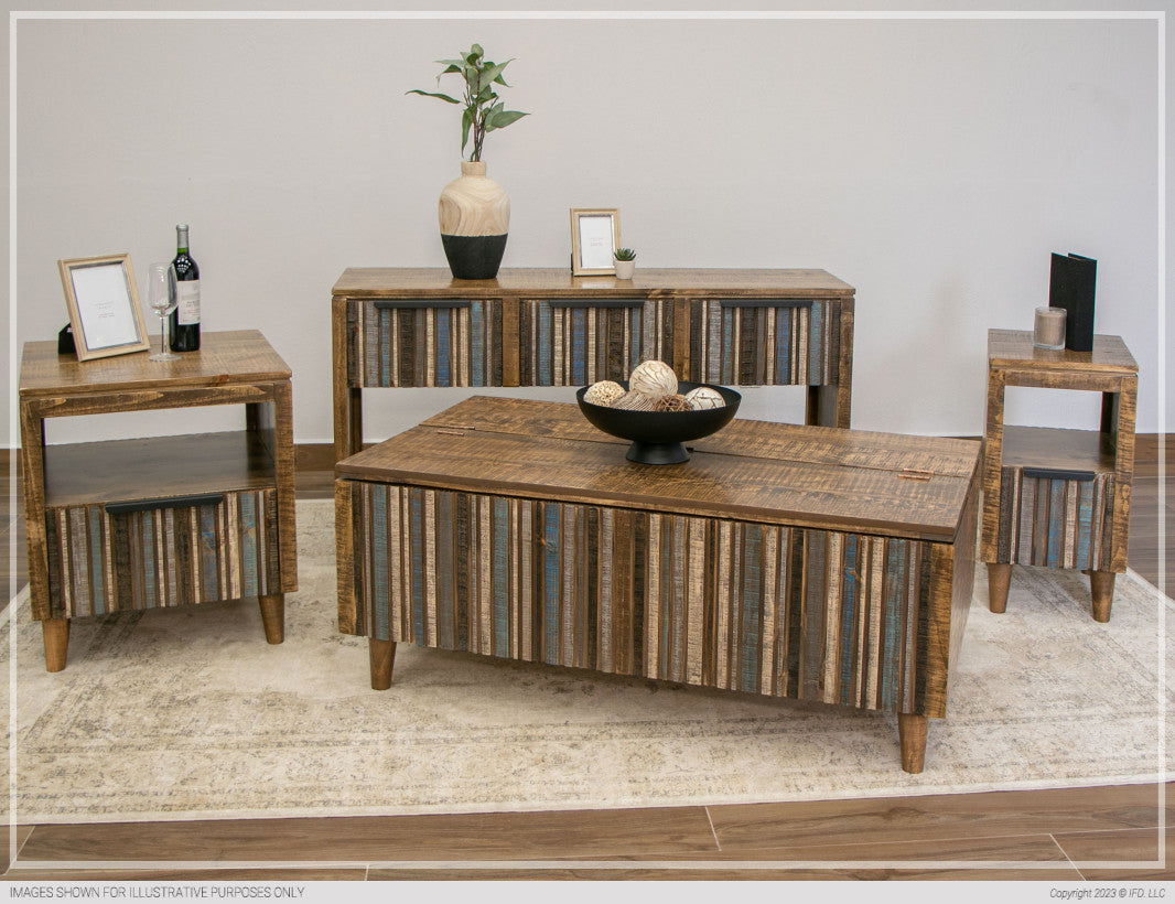 1 Drawer, End Table Blue, w/1 multicolor drawer