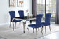Carone 5-piece 61-inch Rectangular Black Glass Dining Set Blue