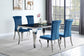 Carone 5-piece 61-inch Rectangular Black Glass Dining Set Teal