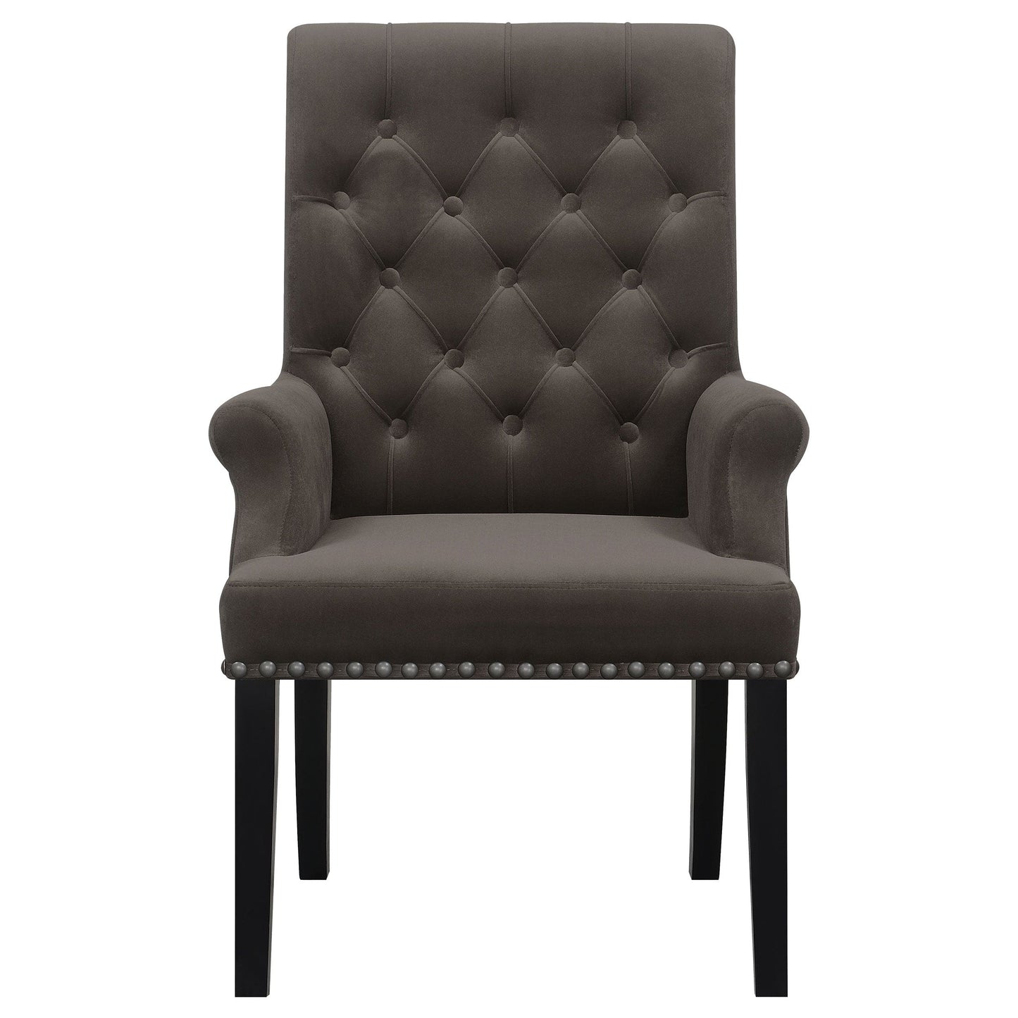 Alana Velvet Upholstered Dining Arm Chair Brown
