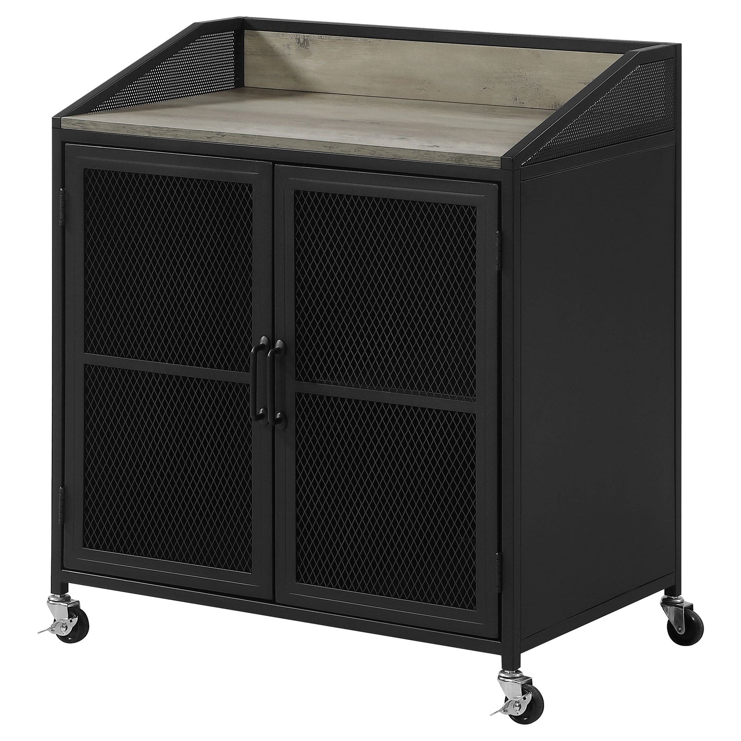 Arlette 2-door Mobile Home Bar Wine Cabinet Sandy Black
