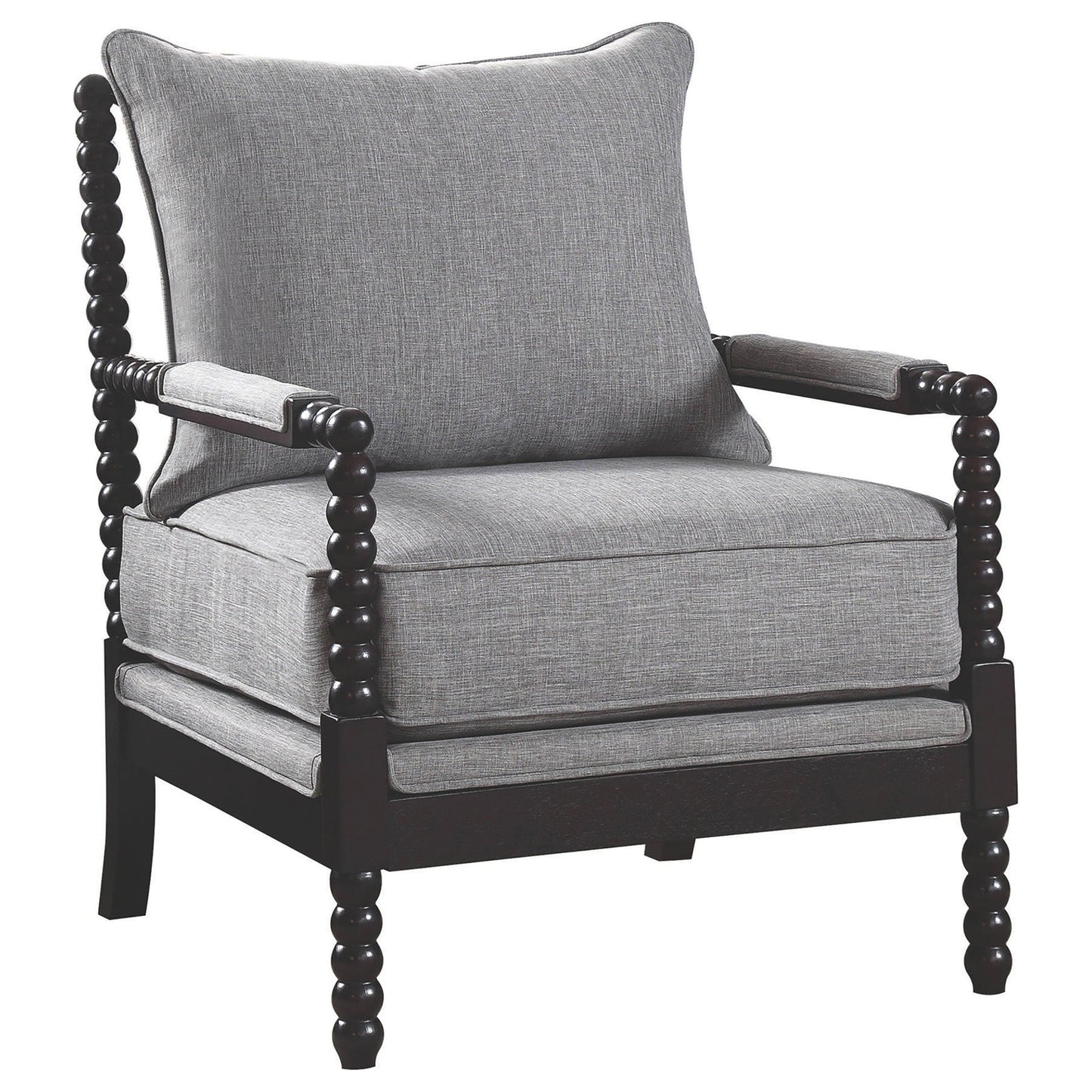 Blanchett Upholstered Bobbin Accent Chair Grey and Cappuccino