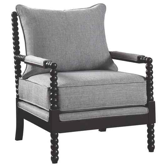 Blanchett Upholstered Bobbin Accent Chair Grey and Cappuccino