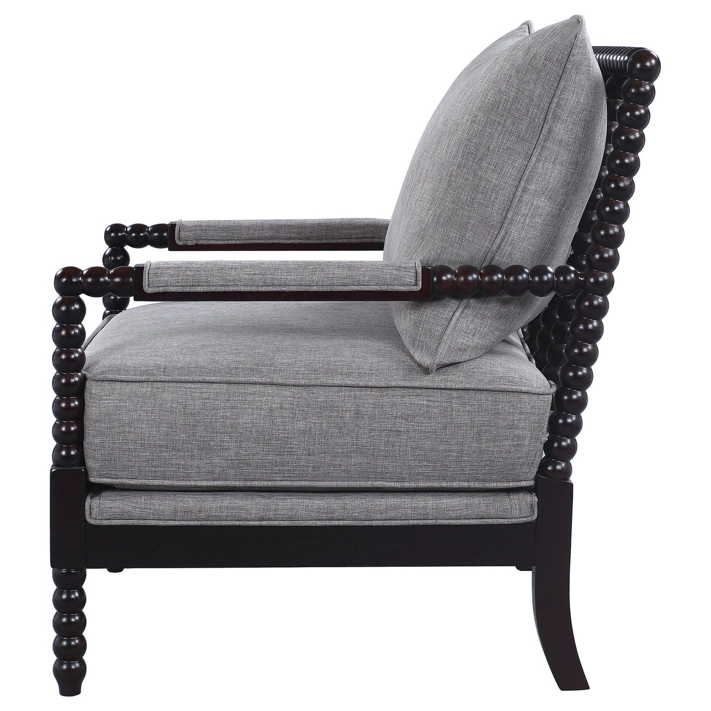 Blanchett Upholstered Bobbin Accent Chair Grey and Cappuccino
