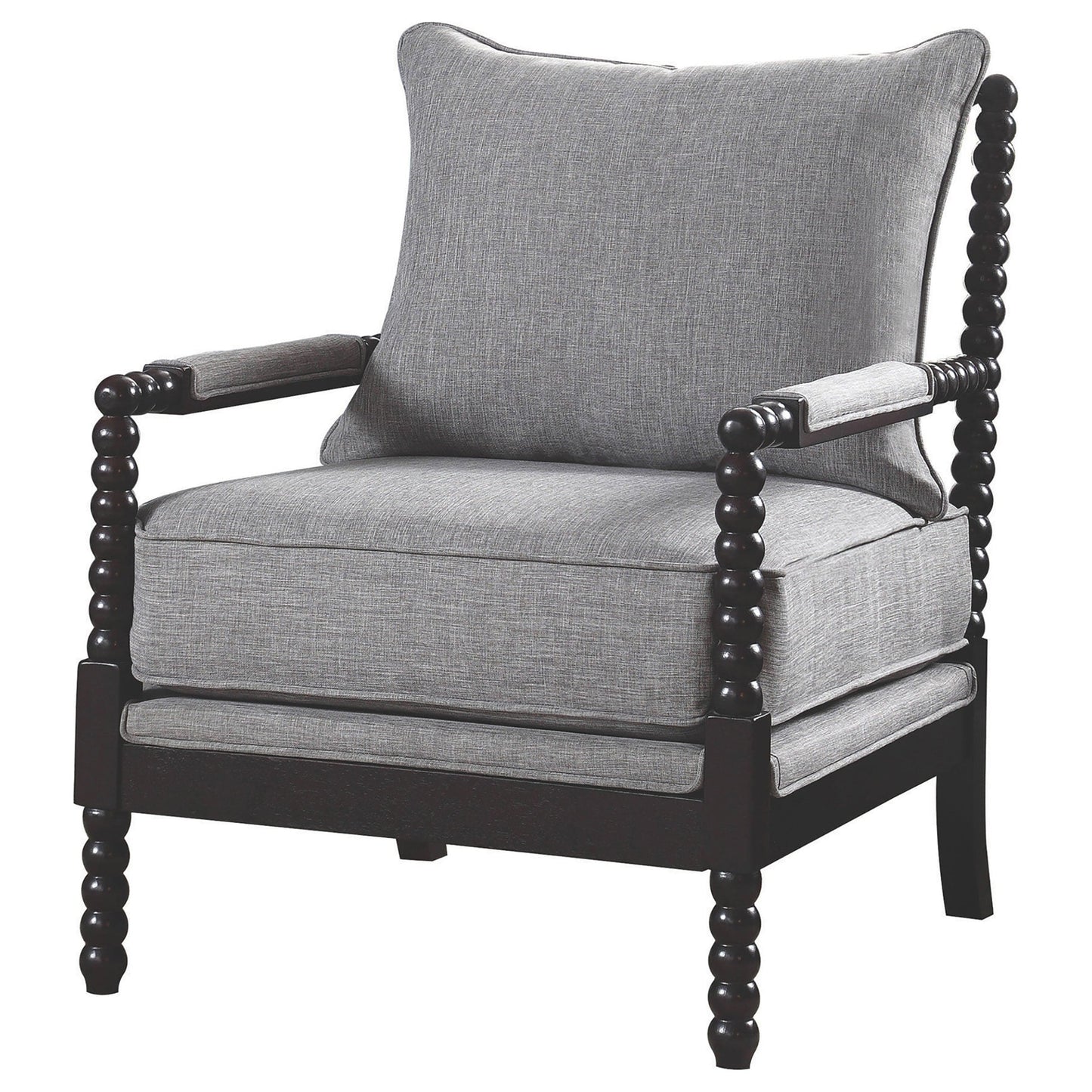 Blanchett Upholstered Bobbin Accent Chair Grey and Cappuccino