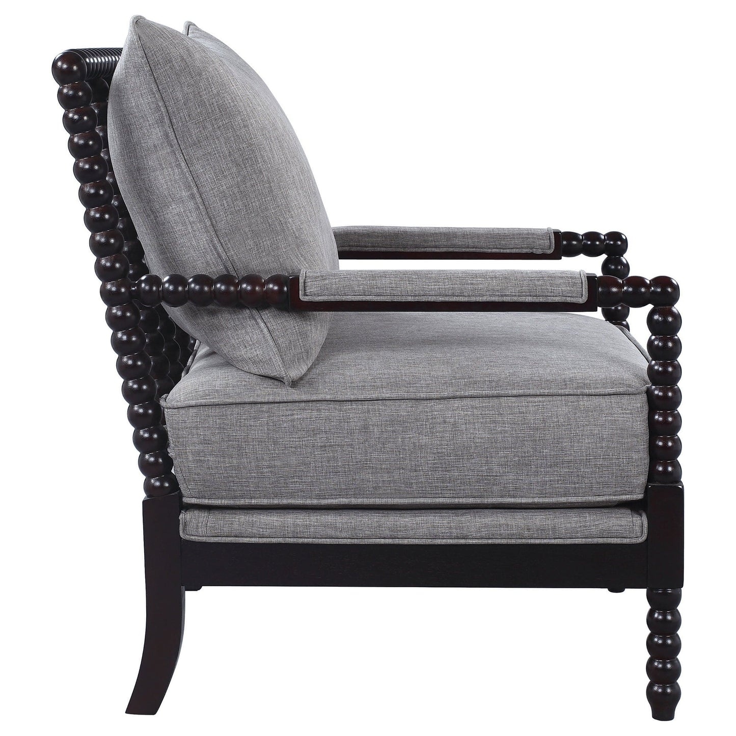 Blanchett Upholstered Bobbin Accent Chair Grey and Cappuccino