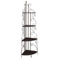 Poppy 74-inch 4-shelf Corner Bookshelf Copper and Cappuccino