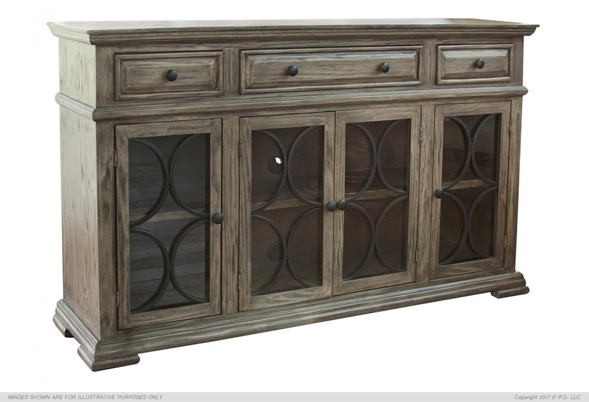 Console w/ 4 Glass Doors w/3 Drawers
