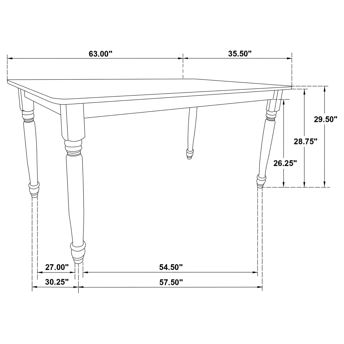 Hollyoak Farmhouse Rectangular Dining Table with Turned Legs Walnut and Black