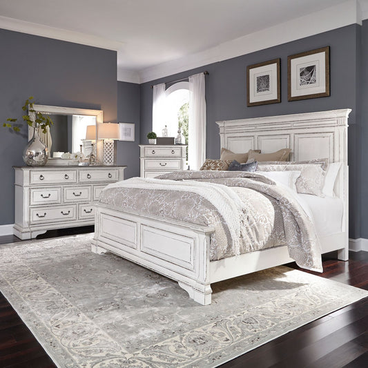 Abbey Park - King Panel Bed, Dresser & Mirror, Chest
