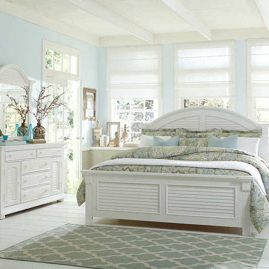 Summer House I - King Panel Bed, Dresser & Mirror, Chest