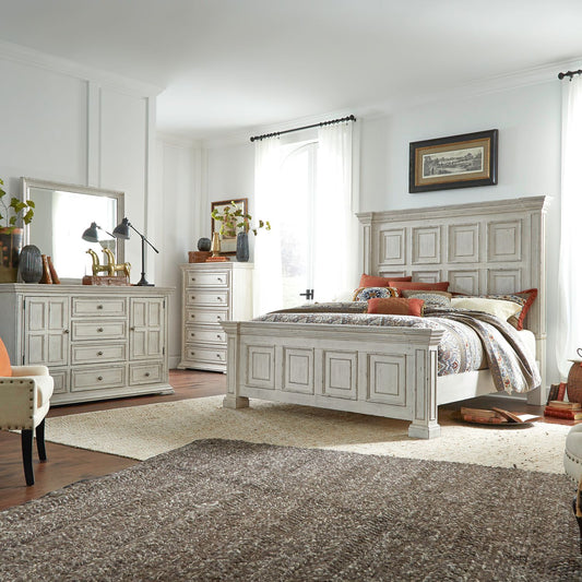 Big Valley - King Panel Bed, Dresser & Mirror, Chest