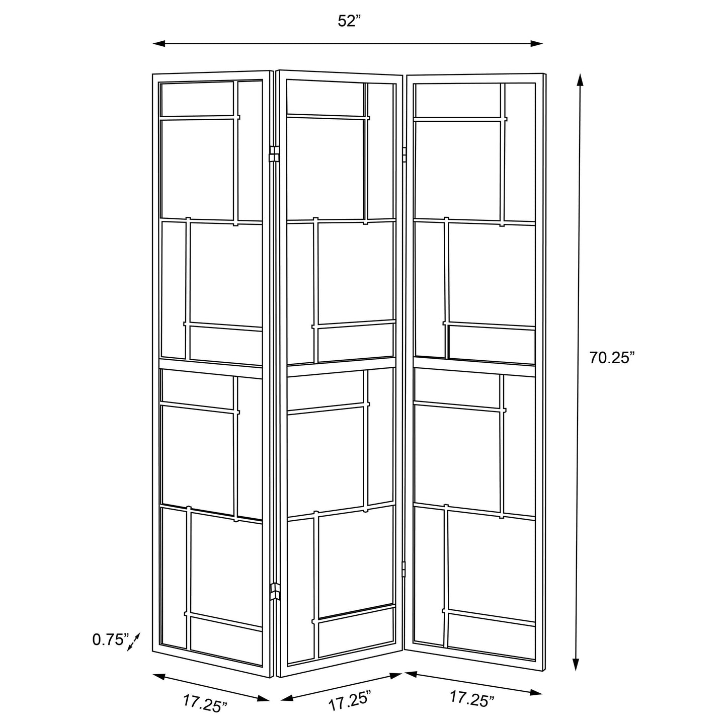 Damis 3-Panel Room Divider Folding Shoji Screen Black