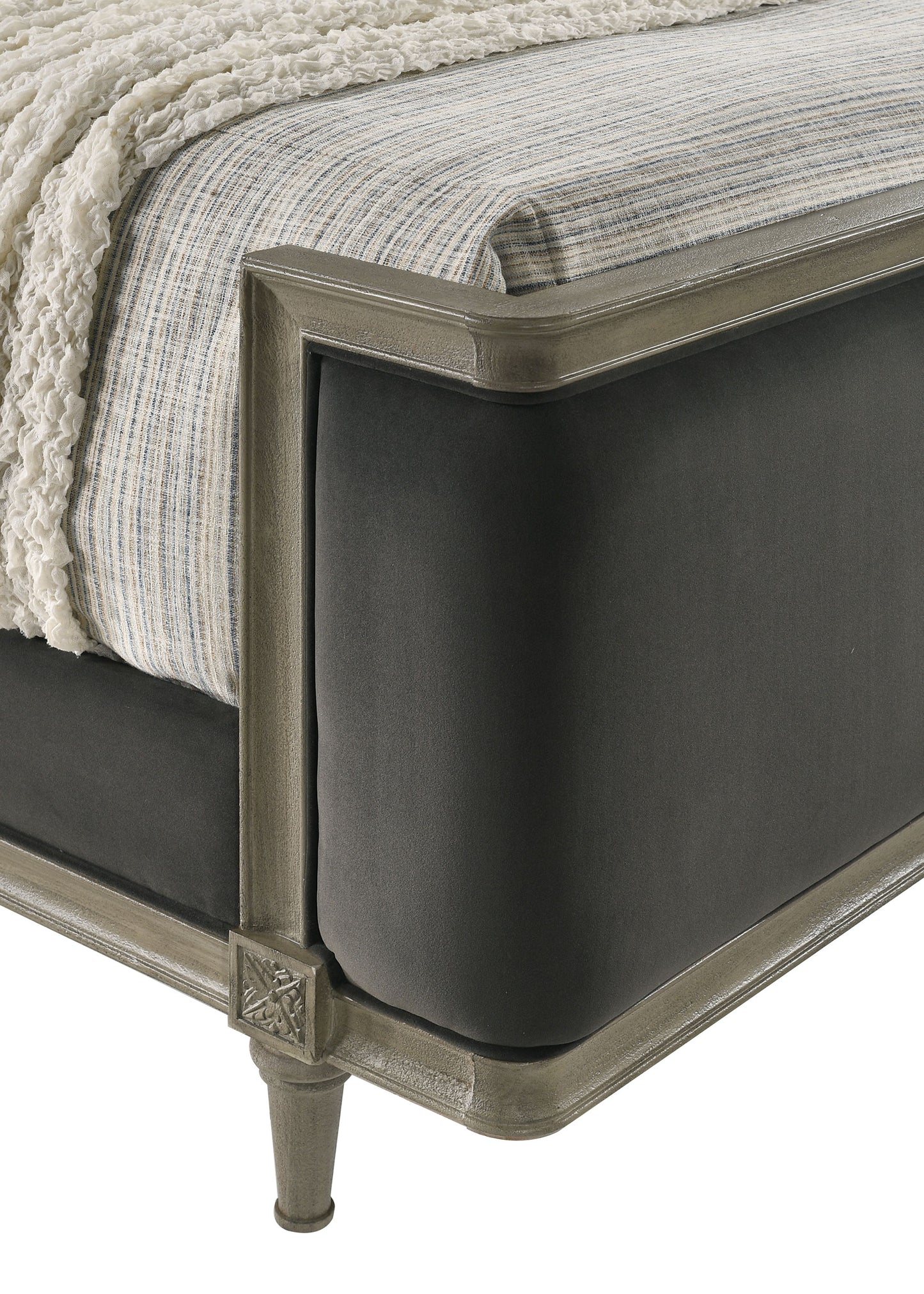 Alderwood Upholstered Queen Wingback Bed French Grey