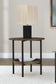 Delfin Round Glass Top Side End Table Black and Brown