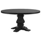 Florence Round Pedestal Dining Table with Planked Wood Top Antique Black