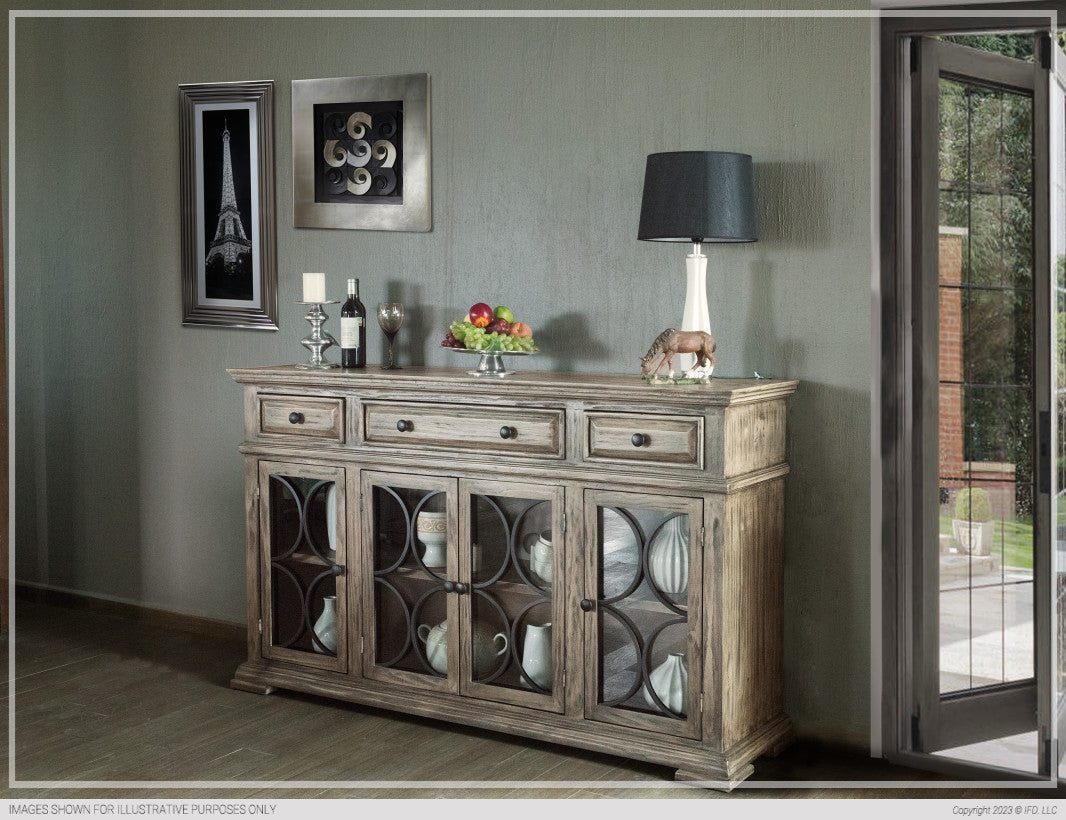 Console w/ 4 Glass Doors w/3 Drawers