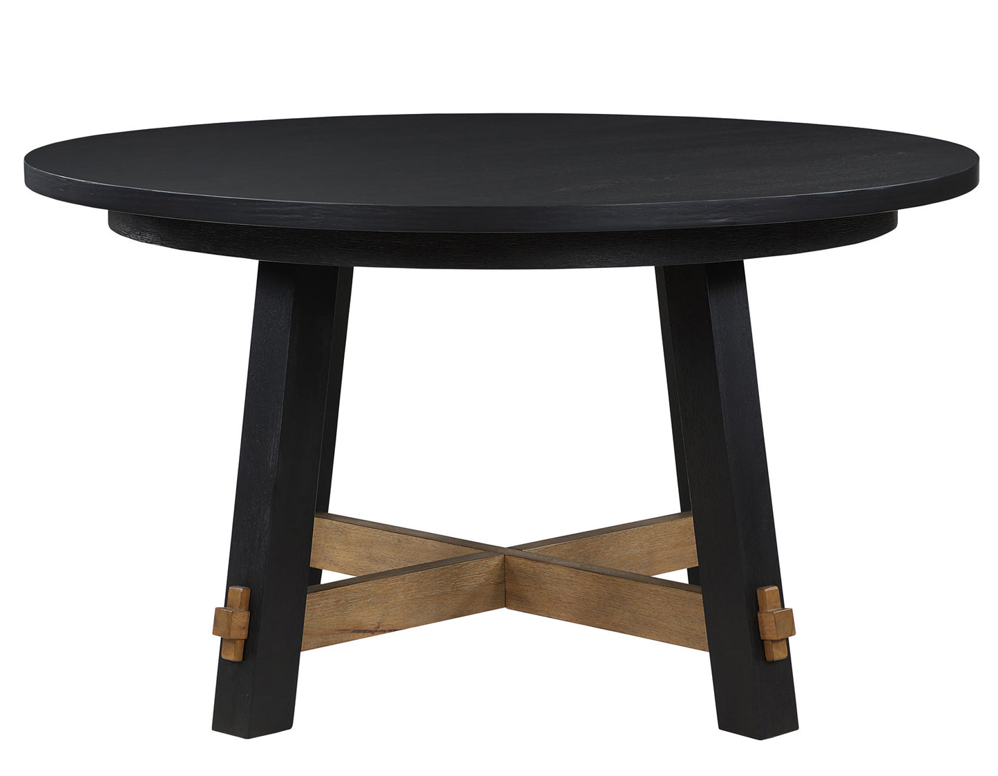 Aubrey 54″ Round Dining Table, Black with Driftwood Stretchers