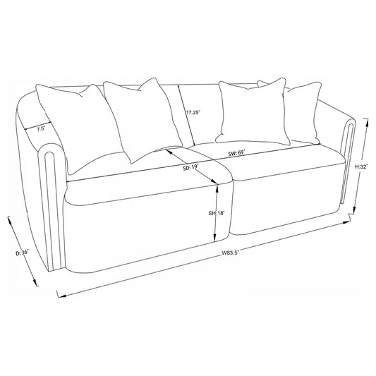 Townsend Chenille Upholstered Rolled Arm Sofa Latte
