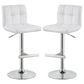 Lenny Upholstered Adjustable Bar Stool White (Set of 2)