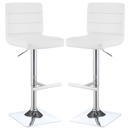 Bianca Upholstered Adjustable Bar Stool White (Set of 2)