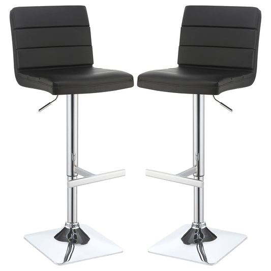 Bianca Upholstered Adjustable Bar Stool Black (Set of 2)