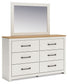 Linnocreek Full Panel Headboard with Mirrored Dresser and Chest