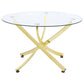 Beckham Round 46-inch Glass Top Dining Table Brass