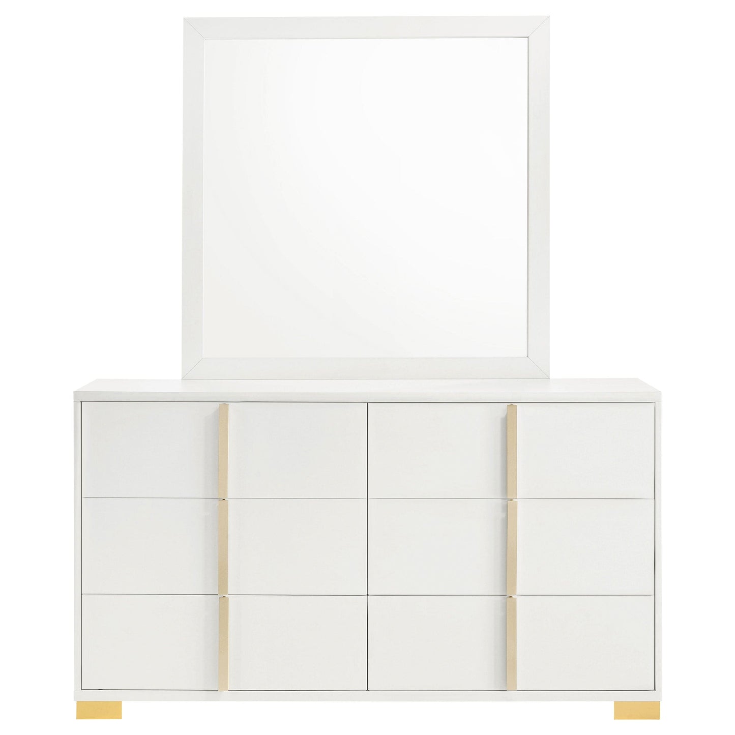Marceline 6-drawer Dresser with Mirror White