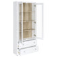Hawthorne 4-shelf Glass Door Tall Cabinet with Drawers White