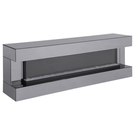 Vallerie 71-inch TV Stand with Visual Flame Box Grey Mirror