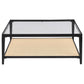 Amherst Glass Top Metal with Cane Shelf Coffee Table Black