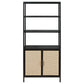 Amherst 3-shelf Radio Weave Cane Metal Accent Cabinet Black