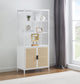 Amherst 3-shelf Radio Weave Cane Metal Accent Cabinet White