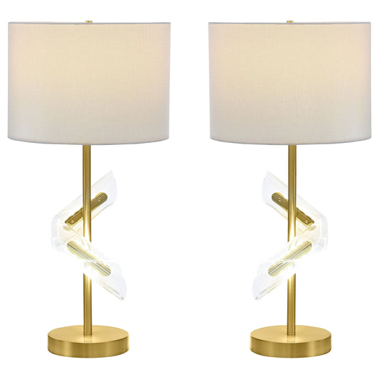Kingsley 30-inch Drum Shade Table Lamp Gold (Set of 2)