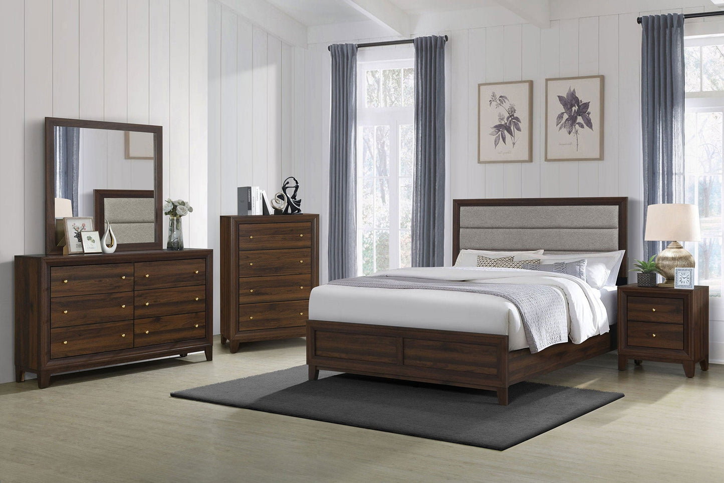 Welsley 5-piece Queen Bedroom Set Walnut