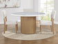 Colvin 5-Piece 52″ Round White Marble Dining Set, Toffee Finish