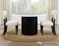 Colvin 52″ Round White Marble Dining Table, Black Finish