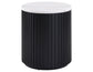 Colvin 18″ Round White Marble Top End Table, Black Finish