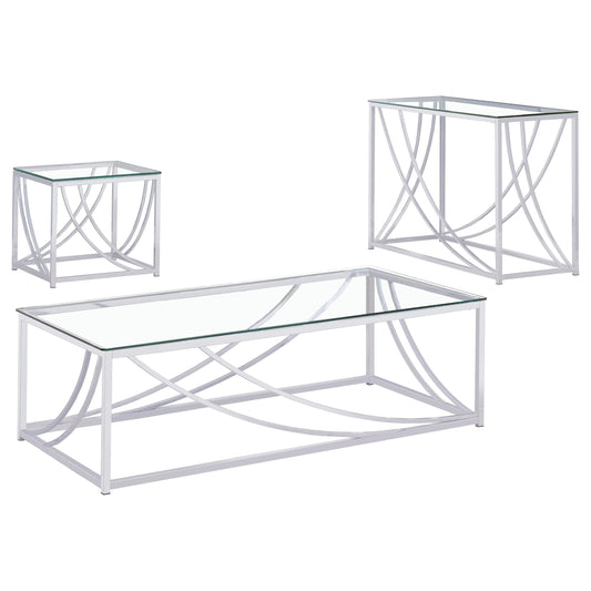 Lille 3-piece Glass Top Coffee And End Table Set Chrome