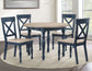 Darcy Solid Wood Side Chair, Midnight Blue and Natural Finish