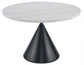 Conrad 5-Piece 48″ Round White Marble Dining Set with Black Base