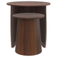 Yency 2-piece Round Mango Wood Nesting Table Set Dark Brown Mango
