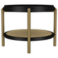 Arini Round End Side Table With Storage Shelf Black