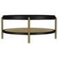 Arini Round Coffee Table With Storage Shelf Black