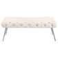 Ella Upholstered Tufted Bench Stainless Steel Legs Ivory