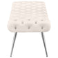 Ella Upholstered Tufted Bench Stainless Steel Legs Ivory