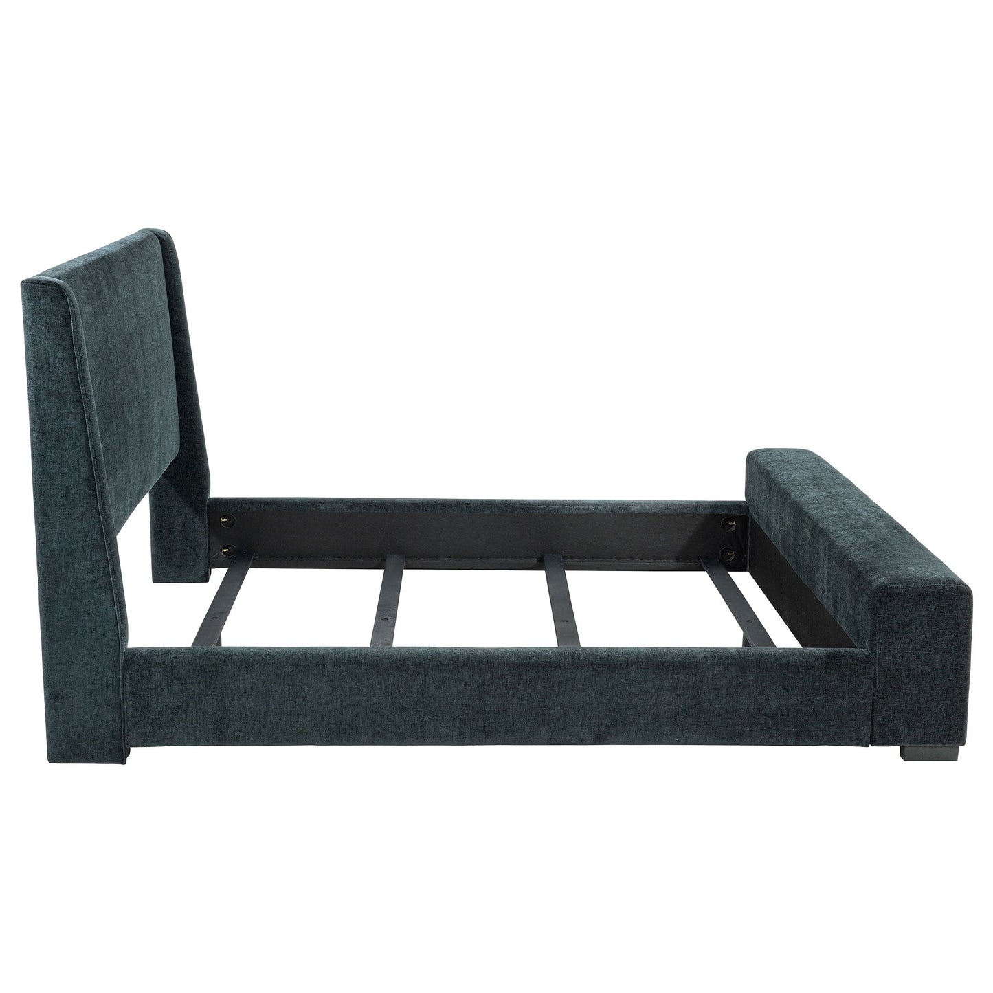 Preston Upholstered Eastern King Audio Flame Visualizer Bed Dark Blue